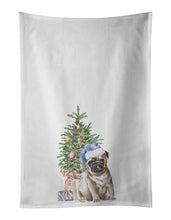 Load image into Gallery viewer, Pug Fawn Puppy Christmas Presents and Tree White Kitchen Towel Set of 2