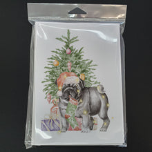 Load image into Gallery viewer, Christmas Black Pug #2 Greeting Cards -  Blank Note Cards – 8-Pack of Artist-Designed Cards with Envelopes