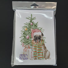 Load image into Gallery viewer, Christmas Fawn Pug Greeting Cards -  Blank Note Cards – 8-Pack of Artist-Designed Cards with Envelopes