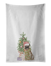 Load image into Gallery viewer, Pug Fawn Christmas Presents and Tree White Kitchen Towel Set of 2