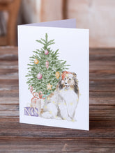Load image into Gallery viewer, Christmas Sheltie Shetland Sheepdog Greeting Cards -  Blank Note Cards – 8-Pack of Artist-Designed Cards with Envelopes
