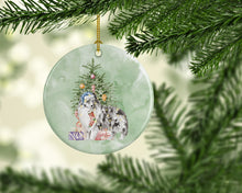 Load image into Gallery viewer, Christmas Sheltie Shetland Sheepdog Blue Merle Ornament - Round Ceramic Ornament – Artist-Designed Keepsake Decoration