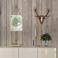Load image into Gallery viewer, Christmas Bichon Frise Blue Hat Wall or Door Hanging Prints