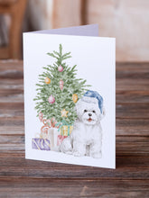 Load image into Gallery viewer, Christmas Bichon Frise Blue Hat Greeting Cards -  Blank Note Cards – 8-Pack of Artist-Designed Cards with Envelopes