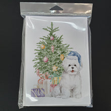 Load image into Gallery viewer, Christmas Bichon Frise Blue Hat Greeting Cards -  Blank Note Cards – 8-Pack of Artist-Designed Cards with Envelopes