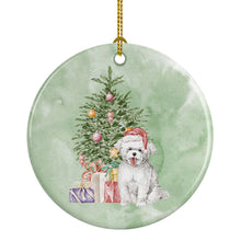 Load image into Gallery viewer, Christmas Bichon Frise Puppy Ornament - Round Ceramic Ornament – Artist-Designed Keepsake Decoration