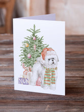 Load image into Gallery viewer, Christmas Bichon Frise Red Hat Greeting Cards -  Blank Note Cards – 8-Pack of Artist-Designed Cards with Envelopes