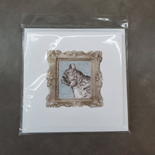 Load image into Gallery viewer, French Bulldog Black Side View Square Greeting Cards -  Blank Note Cards – 8-Pack of Artist-Designed Cards with Envelopes