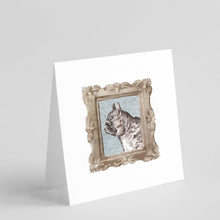 Load image into Gallery viewer, French Bulldog Black Side View Square Greeting Cards -  Blank Note Cards – 8-Pack of Artist-Designed Cards with Envelopes