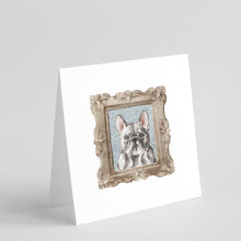 Load image into Gallery viewer, French Bulldog Black Front View Square Greeting Cards -  Blank Note Cards – 8-Pack of Artist-Designed Cards with Envelopes