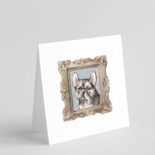 Load image into Gallery viewer, French Bulldog Black Puppy Square Greeting Cards -  Blank Note Cards – 8-Pack of Artist-Designed Cards with Envelopes