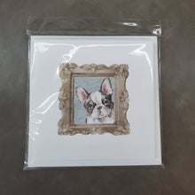 Load image into Gallery viewer, French Bulldog Black White Square Greeting Cards -  Blank Note Cards – 8-Pack of Artist-Designed Cards with Envelopes