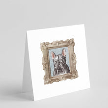 Load image into Gallery viewer, French Bulldog Black Front View Square Greeting Cards -  Blank Note Cards – 8-Pack of Artist-Designed Cards with Envelopes