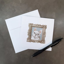 Load image into Gallery viewer, French Bulldog White Square Greeting Cards -  Blank Note Cards – 8-Pack of Artist-Designed Cards with Envelopes