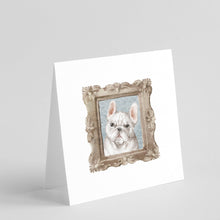 Load image into Gallery viewer, French Bulldog White Square Greeting Cards -  Blank Note Cards – 8-Pack of Artist-Designed Cards with Envelopes