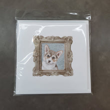Load image into Gallery viewer, Corgi Red White Puppy Square Greeting Cards -  Blank Note Cards – 8-Pack of Artist-Designed Cards with Envelopes