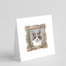Load image into Gallery viewer, Corgi Dapple Front View Square Greeting Cards -  Blank Note Cards – 8-Pack of Artist-Designed Cards with Envelopes