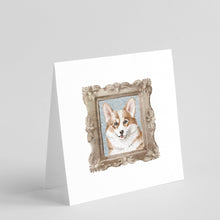 Load image into Gallery viewer, Corgi Red White Front View 2 Square Greeting Cards -  Blank Note Cards – 8-Pack of Artist-Designed Cards with Envelopes