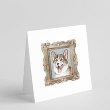 Load image into Gallery viewer, Corgi Tricolor Tongue Out Square Greeting Cards -  Blank Note Cards – 8-Pack of Artist-Designed Cards with Envelopes