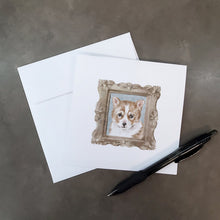 Load image into Gallery viewer, Corgi Red White Puppy 2 Square Greeting Cards -  Blank Note Cards – 8-Pack of Artist-Designed Cards with Envelopes