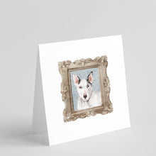 Load image into Gallery viewer, Bull Terrier Black White Front View Square Greeting Cards -  Blank Note Cards – 8-Pack of Artist-Designed Cards with Envelopes