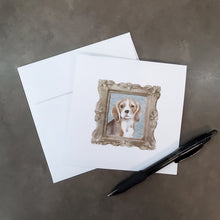 Load image into Gallery viewer, Beagle Tricolor Front View Square Greeting Cards -  Blank Note Cards – 8-Pack of Artist-Designed Cards with Envelopes