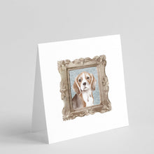 Load image into Gallery viewer, Beagle Tricolor Front View Square Greeting Cards -  Blank Note Cards – 8-Pack of Artist-Designed Cards with Envelopes