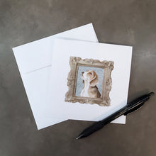 Load image into Gallery viewer, Beagle Tricolor Side View Square Greeting Cards -  Blank Note Cards – 8-Pack of Artist-Designed Cards with Envelopes