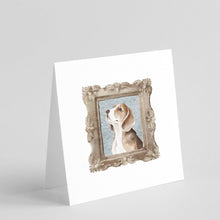 Load image into Gallery viewer, Beagle Tricolor Side View Square Greeting Cards -  Blank Note Cards – 8-Pack of Artist-Designed Cards with Envelopes