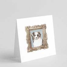 Load image into Gallery viewer, Australian Shepherd Merle Front View Square Greeting Cards -  Blank Note Cards – 8-Pack of Artist-Designed Cards with Envelopes