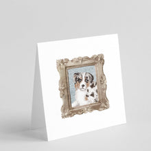 Load image into Gallery viewer, Australian Shepherd Merle Front View 2 Square Greeting Cards -  Blank Note Cards – 8-Pack of Artist-Designed Cards with Envelopes