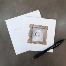 Load image into Gallery viewer, Samoyed Side View 2 Square Greeting Cards -  Blank Note Cards – 8-Pack of Artist-Designed Cards with Envelopes