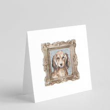 Load image into Gallery viewer, Dachsund Longhaired Red Front View Square Greeting Cards -  Blank Note Cards – 8-Pack of Artist-Designed Cards with Envelopes