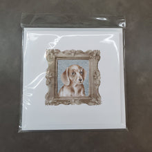 Load image into Gallery viewer, Dachsund Shorthaired Puppy Front View Square Greeting Cards -  Blank Note Cards – 8-Pack of Artist-Designed Cards with Envelopes