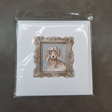 Load image into Gallery viewer, Dachsund Longhaired Red Front View Square Greeting Cards -  Blank Note Cards – 8-Pack of Artist-Designed Cards with Envelopes