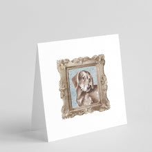 Load image into Gallery viewer, Dachsund Shorthaired Chocolate Side View Square Greeting Cards -  Blank Note Cards – 8-Pack of Artist-Designed Cards with Envelopes
