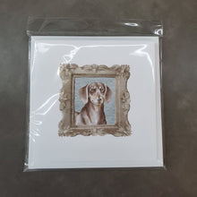 Load image into Gallery viewer, Dachsund Shorthaired Liver Tan Front View Square Greeting Cards -  Blank Note Cards – 8-Pack of Artist-Designed Cards with Envelopes
