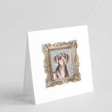 Load image into Gallery viewer, Dachsund Shorthaired Liver Tan Front View Square Greeting Cards -  Blank Note Cards – 8-Pack of Artist-Designed Cards with Envelopes