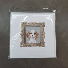 Load image into Gallery viewer, Cavalier King Charles Spaniel Red White Puppy Square Greeting Cards -  Blank Note Cards – 8-Pack of Artist-Designed Cards with Envelopes