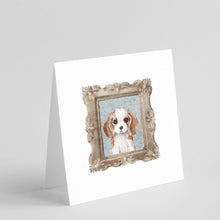 Load image into Gallery viewer, Cavalier King Charles Spaniel Red White Puppy Square Greeting Cards -  Blank Note Cards – 8-Pack of Artist-Designed Cards with Envelopes