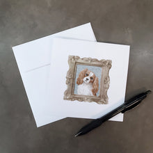 Load image into Gallery viewer, Cavalier King Charles Spaniel Red White Head Tilt Square Greeting Cards -  Blank Note Cards – 8-Pack of Artist-Designed Cards with Envelopes