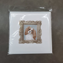 Load image into Gallery viewer, Cavalier King Charles Spaniel Red White Head Tilt Square Greeting Cards -  Blank Note Cards – 8-Pack of Artist-Designed Cards with Envelopes