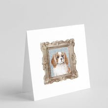 Load image into Gallery viewer, Cavalier King Charles Spaniel Red White Front View 3 Square Greeting Cards -  Blank Note Cards – 8-Pack of Artist-Designed Cards with Envelopes