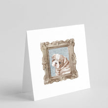 Load image into Gallery viewer, English Bulldog Fawn White Puppy Square Greeting Cards -  Blank Note Cards – 8-Pack of Artist-Designed Cards with Envelopes