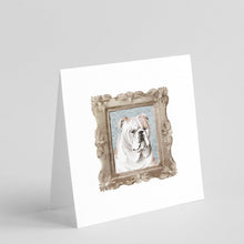 Load image into Gallery viewer, English Bulldog Fawn White Front View 3 Square Greeting Cards -  Blank Note Cards – 8-Pack of Artist-Designed Cards with Envelopes