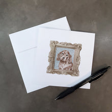 Load image into Gallery viewer, English Cocker Spaniel Red Front View Square Greeting Cards -  Blank Note Cards – 8-Pack of Artist-Designed Cards with Envelopes