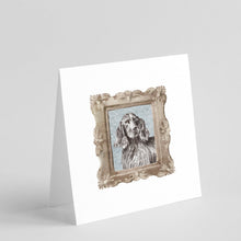 Load image into Gallery viewer, English Cocker Spaniel Black Front View Square Greeting Cards -  Blank Note Cards – 8-Pack of Artist-Designed Cards with Envelopes