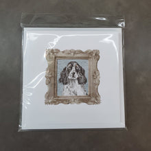 Load image into Gallery viewer, English Cocker Spaniel Speckled Front View Square Greeting Cards -  Blank Note Cards – 8-Pack of Artist-Designed Cards with Envelopes