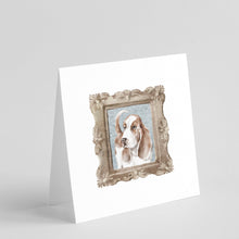 Load image into Gallery viewer, Basset Hound Red White With Tail Square Greeting Cards -  Blank Note Cards – 8-Pack of Artist-Designed Cards with Envelopes