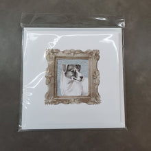 Load image into Gallery viewer, Jack Russell Terrier Black White Side View Square Greeting Cards -  Blank Note Cards – 8-Pack of Artist-Designed Cards with Envelopes